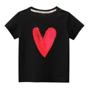 AherBiu Unisex Kids Cotton Tops Tees Short Sleeve Valentine's Day St. Patrick's Day Boys Girls Comfy Tshirts