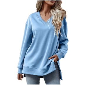 V Neck 3/4 Sleeve Side Slit Hi-lo Sweater main image 0