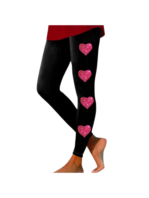 Valentine's Day Yoga Leggings for Womens Stretch Clover Printed Workout Gym Legging Bottom Pants