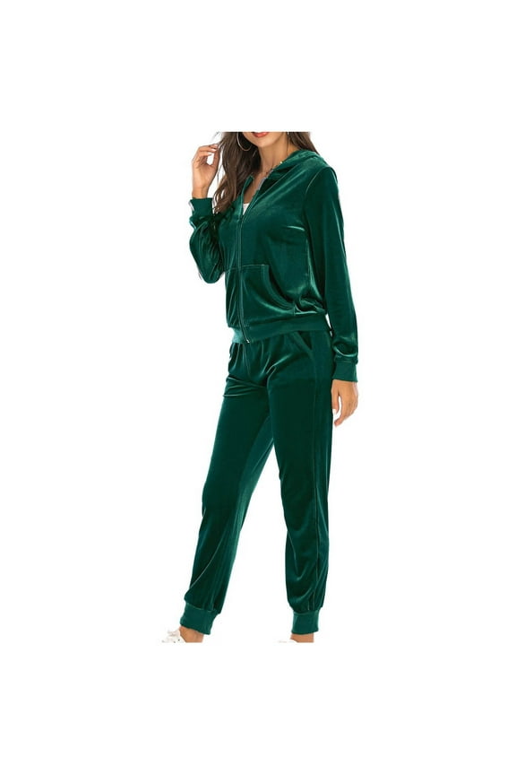 Velour Sweatsuits Sets for Women 2 Piece Outfit Long Sleeve Jackets Pants Workout Tracksuits with Pockets