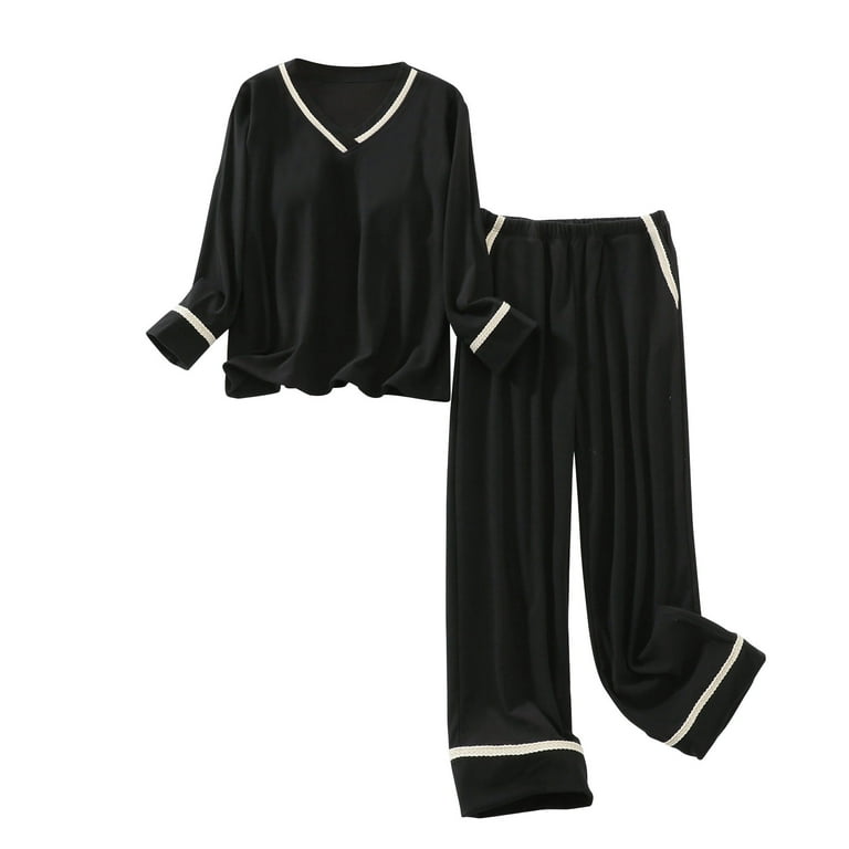 AherBiu Warm Pajama Sets for Women 2 Piece Built in Bra Tops with