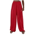 thumbnail image 1 of AherBiu Wide Leg Pants for Women Elastic High Waisted Straight Fall Casual Loose Lightweight Trousers, 1 of 6