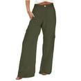 thumbnail image 1 of AherBiu Wide Leg Pants for Women Elastic High Waisted Straight Leg Casual Loose Trousers with Pockets, 1 of 7