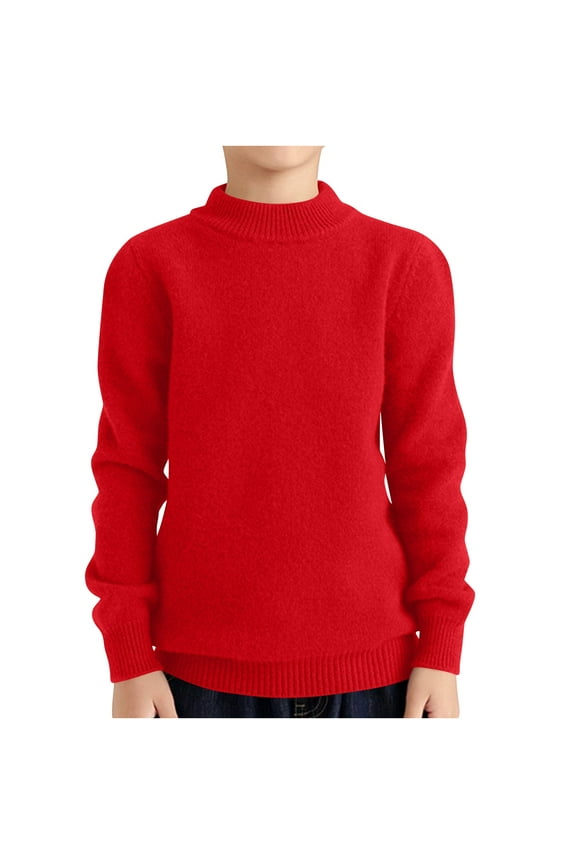 Winter Clothes for Boys Girls Sweaters Unisex Teens Long Sleeve Crewneck Warm Comfy Knitted Pullover Undershirt