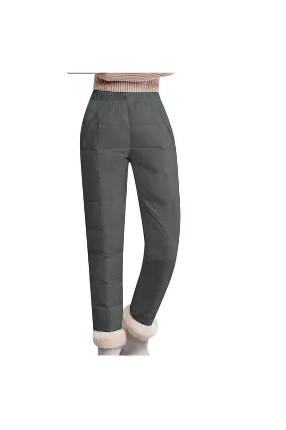 Winter Pants for Women Puffer Lightweight High Waisted Quilted Pants Warm Trousers with Pockets