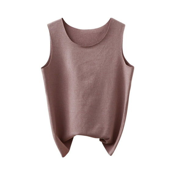 AherBiu Winter Tank Tops for Women Thermal Warm Vest Sleeveless Comfy Basic Layer Tops Solid Color