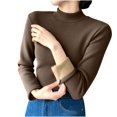 thumbnail image 1 of AherBiu Winter Tops for Women Fleece Lined Ribbed Long Sleeve Turtleneck Sweater Pullover Basic Layer Shirt, 1 of 2