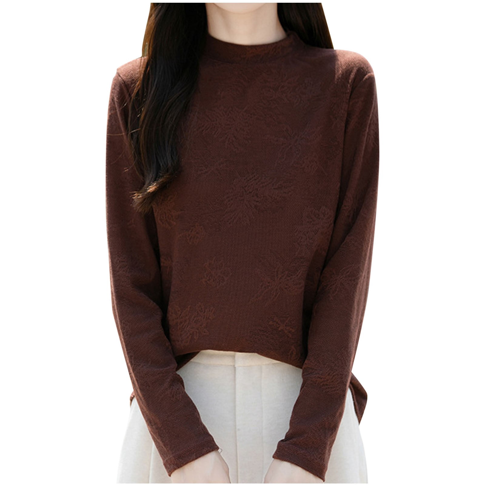 AherBiu Winter Tops for Women Thermal Warm Comfy Long Sleeve Tops 