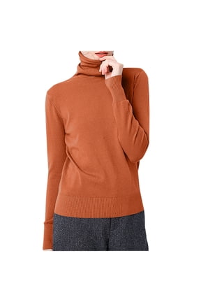Winter Tops for Women Turtleneck Cotton Knitted Pullover Sweater Tops Basic Layer Shirts Blouse
