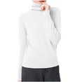 thumbnail image 1 of AherBiu Winter Tops for Women Turtleneck Long Sleeve Knitted Cotton Blouse Pullover Basic T Shirts, 1 of 5