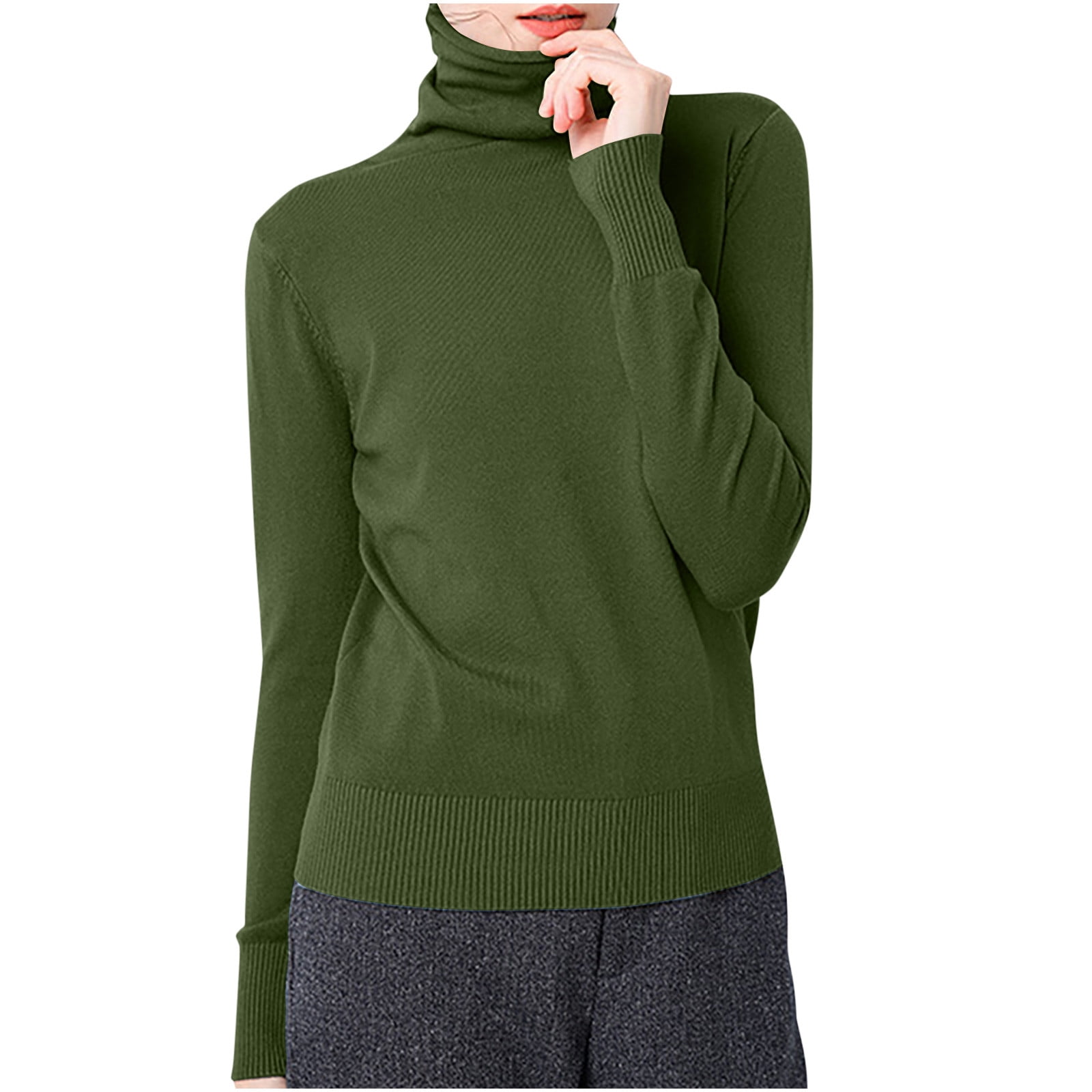Ladies SKIVVY Womens Long Sleeve Plain Top Warm Turtleneck Cotton High Neck in White - M