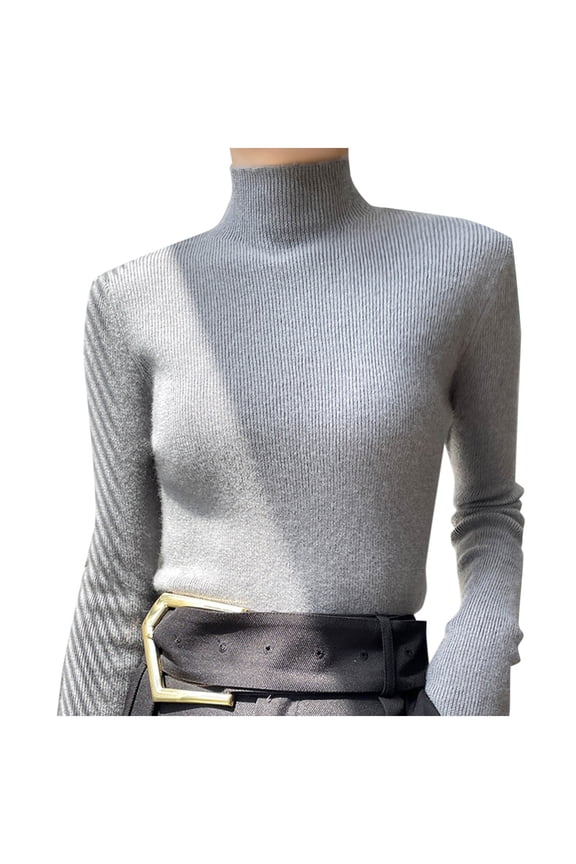 Winter Tops for Women Turtleneck Long Sleeve Pullover Sweater Basic Layer Warm Comfy Shirts Tops