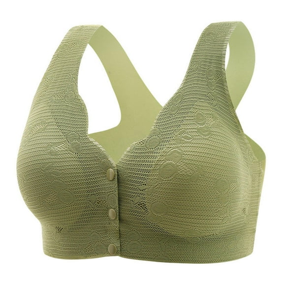 AherBiu Wireless Bras for Women Button Front Closure Full Coverage Seniors Comfort Lingerie Everyday Bralette