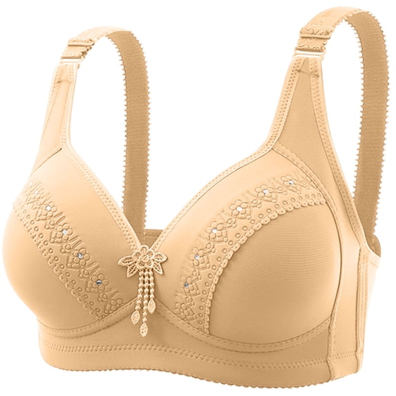 AherBiu Wireless Bras for Women Gathered Push up Full Coverage Everyday Bra with Adjustable Strap