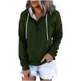 thumbnail image 1 of AherBiu Women Fall Pullover Tops Long Sleeve Half Button Hooded Sweatshirt for Women Solid Color Hoodies, 1 of 5