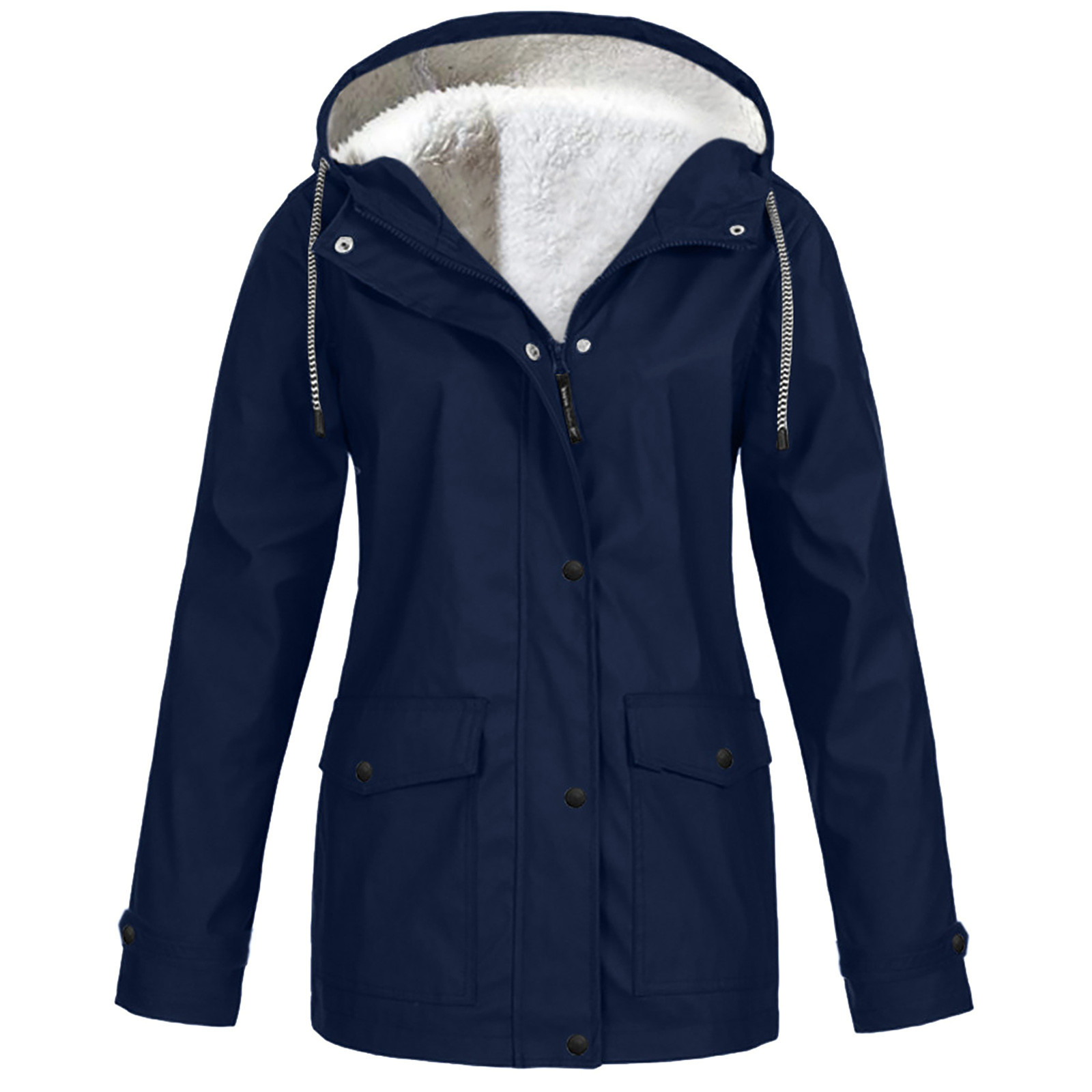 AherBiu Women Plus Size Windbreaker Jackets Waterproof Fleece Lined ...