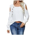 thumbnail image 1 of AherBiu Women off Shoulder Sweaters Scoop Neck Long Sleeve Loose Ribble Knit Jumper Tops Pullover Solid Color, 1 of 6