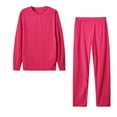 thumbnail image 1 of AherBiu Womens 2 Piece Pajamas Outfits Long Sleeve Tshirts with Bottom Pants Comfy Solid Color Sleepwear Sets, 1 of 6