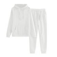 thumbnail image 1 of AherBiu Womens 2 Piece Sweatsuits Tracksuits Long Sleeve Hoodie Sweatshirt Sweatpants Solid Color Pocketed Sets, 1 of 5