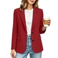 thumbnail image 1 of AherBiu Womens Blazer Jacket Collared Business Casual Fitted Double Button Office Ladies Work Coat Outwear with Pockets(Medium,Red1), 1 of 8