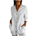 thumbnail image 1 of AherBiu Womens Button down Shirts Plus Size Long Sleeve Tops for Women Business Casual Lapel V Neck Blouse, 1 of 6