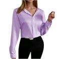 thumbnail image 1 of AherBiu Womens Button down Shirts Satin Long Sleeve Tops Lapel Neck Dressy Casual Elegant Ladies Blouse, 1 of 7