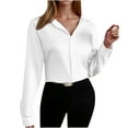 thumbnail image 1 of AherBiu Womens Button down Shirts Satin Long Sleeve Tops Lapel Neck Dressy Casual Elegant Ladies Blouse, 1 of 7