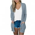 thumbnail image 1 of AherBiu Womens Cardigan Tops Long Sleeve Open Front Mid-Long Outwear with Pockets Spring Clothes, 1 of 5