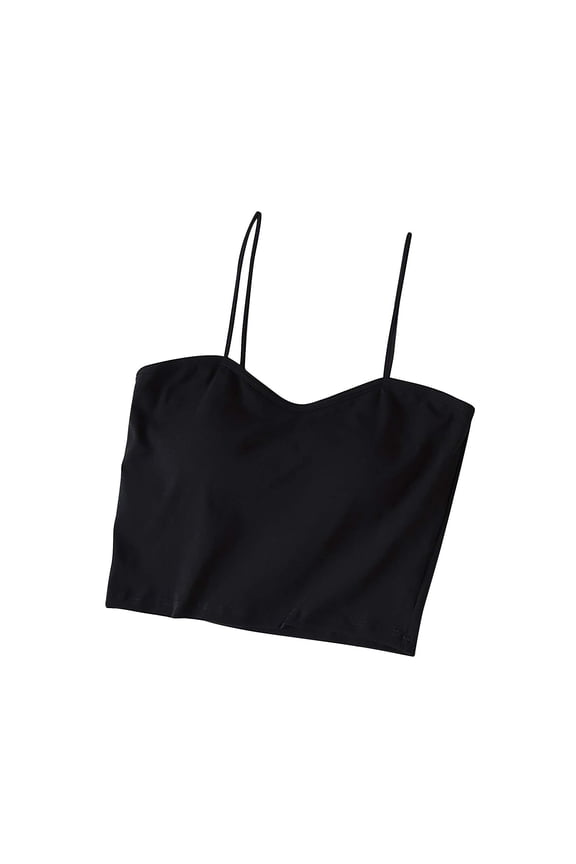 Womens Crop Camisole Tank Top with Built in Bra Pajamas Tshirt Bras for Women Sleepwear Undershirts