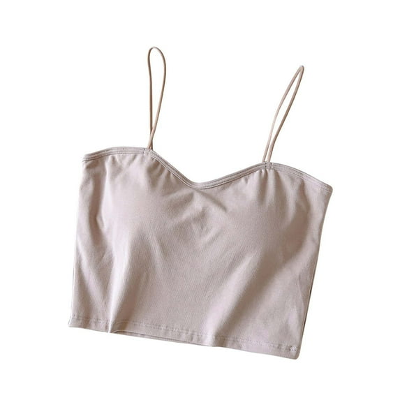 AherBiu Womens Crop Camisole Tank Top with Built in Bra Pajamas Tshirt Bras for Women Sleepwear Undershirts