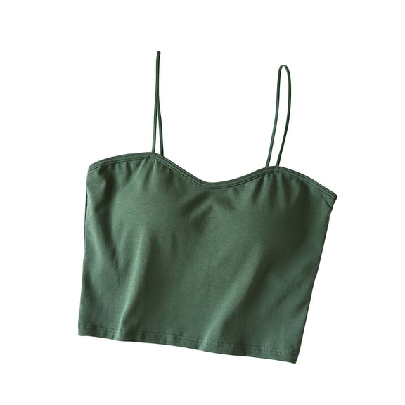 AherBiu Womens Crop Camisole Tank Top with Built in Bra Pajamas Tshirt Bras for Women Sleepwear Undershirts