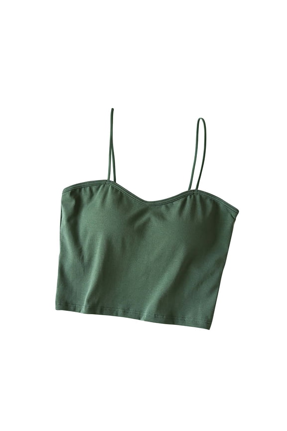 Womens Crop Camisole Tank Top with Built in Bra Pajamas Tshirt Bras for Women Sleepwear Undershirts