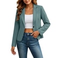 thumbnail image 1 of AherBiu Womens Cropped Blazer Jacket Lapel Collared Slim Fitted Suit Dress Jacket Business Casual Outwear Coat(Medium,Green), 1 of 9