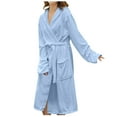 thumbnail image 1 of AherBiu Womens Flannel Pajamas Robes Nightgowns Long Sleeve Open Front Tie Waisted Thermal Warm Sleepwear, 1 of 5