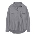 thumbnail image 1 of AherBiu Womens Jacket Shacket Button down Shirts Lapel V Neck Long Sleeve Tops Fall Casual Loose Outwear, 1 of 6