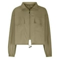 thumbnail image 1 of AherBiu Womens Jackets Lightweight Zip up Lapel V Neck Long Sleeve Cropped Hiking Outwear Coats with Pockets, 1 of 4