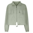thumbnail image 1 of AherBiu Womens Jackets Lightweight Zip up Lapel V Neck Long Sleeve Cropped Hiking Outwear Coats with Pockets, 1 of 4