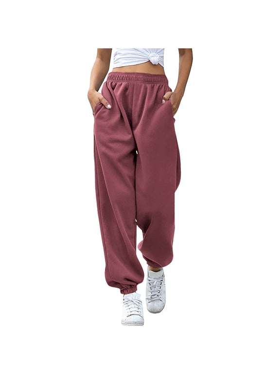Womens Joggers Pants High Waisted Sweatpants for Women Athletic Cinch Bottom Trousers with Pockets