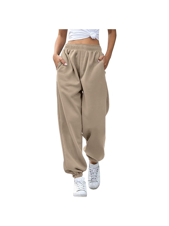 Womens Joggers Pants High Waisted Sweatpants for Women Athletic Cinch Bottom Trousers with Pockets