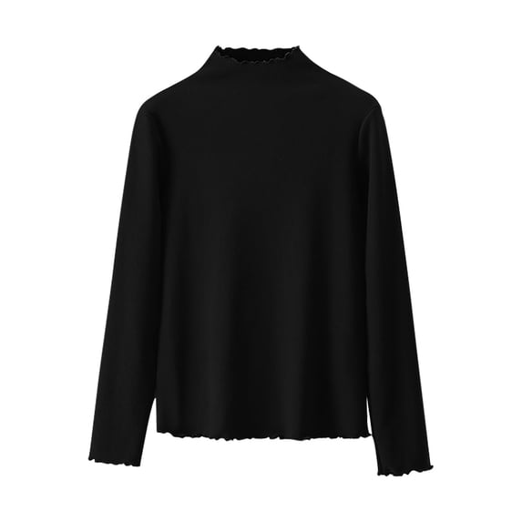 AherBiu Womens Long Sleeve Shirts Ribbed Turtleneck Slim Fitted Basic Layer Top Tee Blouse Spring Clothes