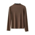 thumbnail image 1 of AherBiu Womens Long Sleeve Shirts Ribbed Turtleneck Slim Fitted Basic Layer Top Tee Blouse Spring Clothes, 1 of 7