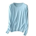 thumbnail image 1 of AherBiu Womens Long Sleeve Tops Basic Layer Top Tees Shirt Solid Color Crewneck Comfy Blouse, 1 of 3