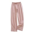 thumbnail image 1 of AherBiu Womens Plaid Pajamas Pants Straight Wide Leg Drawstring Waist Loose Loungewear Slacks, 1 of 7