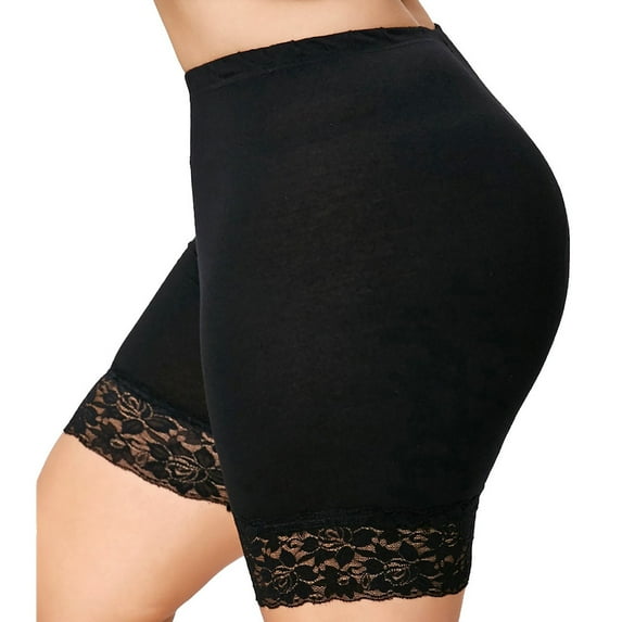 AherBiu Womens Plus Size Bottom Shorts to Wear with Dresses High Waisted Slim Stretchy Comfy Short Leggings