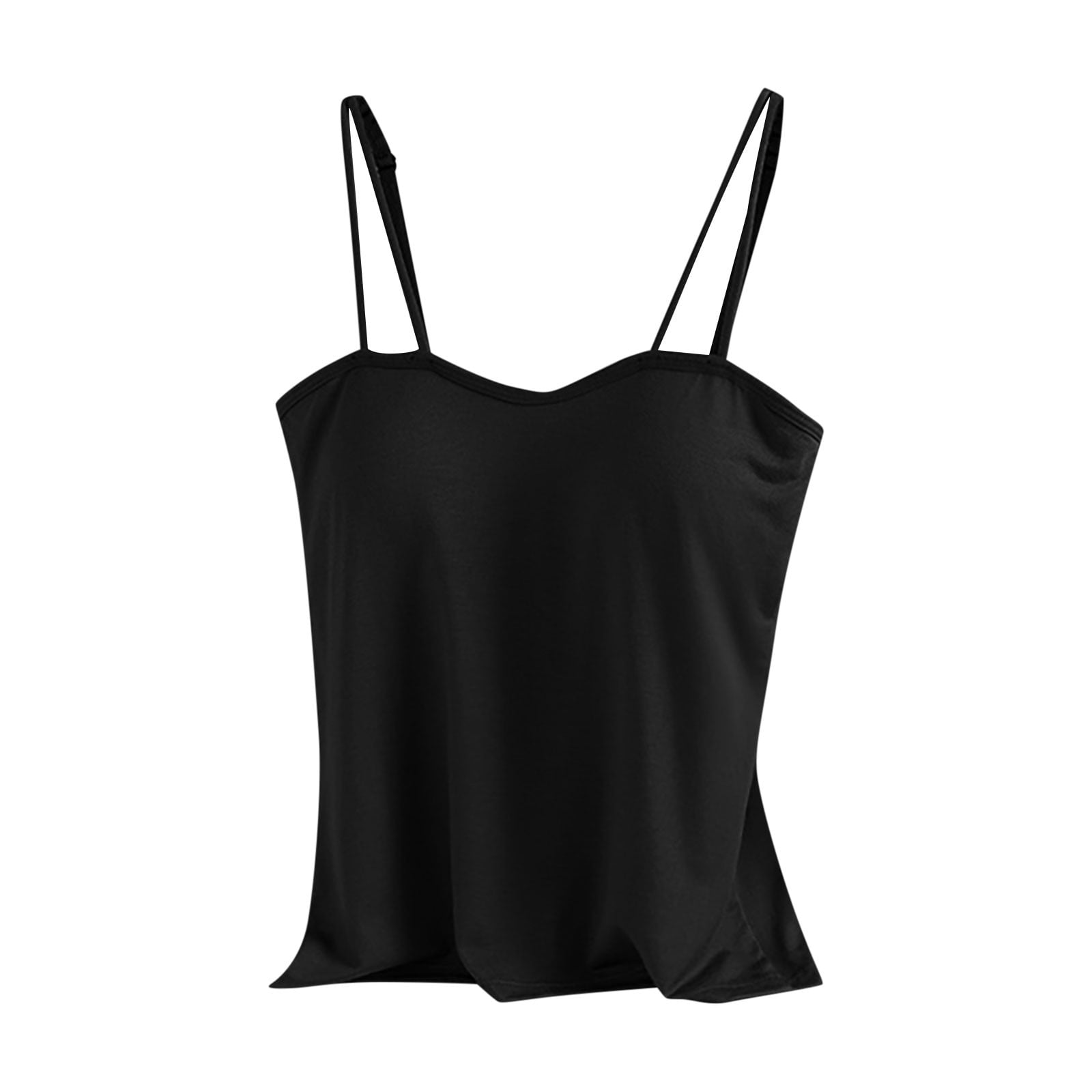 AherBiu Womens Plus Size Tank Tops with Built in Bra Basic Layer Comfy ...