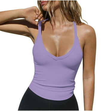 AherBiu Summer Tank Tops for Women Ribbed V Neck Sleeveless Slim Going out Tops Cami Shirts Blouse