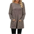 thumbnail image 1 of AherBiu Womens Ribbed Sweater Tunic Tops to Wear with Leggings Spring Fall Long Sleeve Shirt with Pockets, 1 of 3