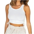 thumbnail image 1 of AherBiu Womens Ribbed Tank Tops Sleeveless Crewneck Drawstring Cropped Going out Tops for Women, 1 of 7