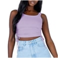 thumbnail image 1 of AherBiu Womens Ribbed Tank Tops Sleeveless Crewneck Drawstring Cropped Going out Tops for Women, 1 of 6