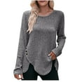 thumbnail image 1 of AherBiu Womens Ribbed Tops Long Sleeve Crewneck Slit Warm Shirts Tunic Tops to Wear with Leggings, 1 of 5